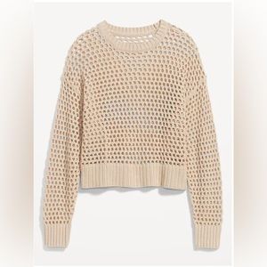 Open Stitch Pullover Sweater - beige
